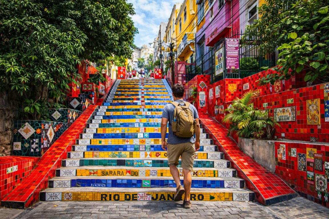 Santa Teresa Rio de Janeiro cultural neighborhood with famous tiled stairs, as part of an Amazon Brazil Tours experience in Brazil.